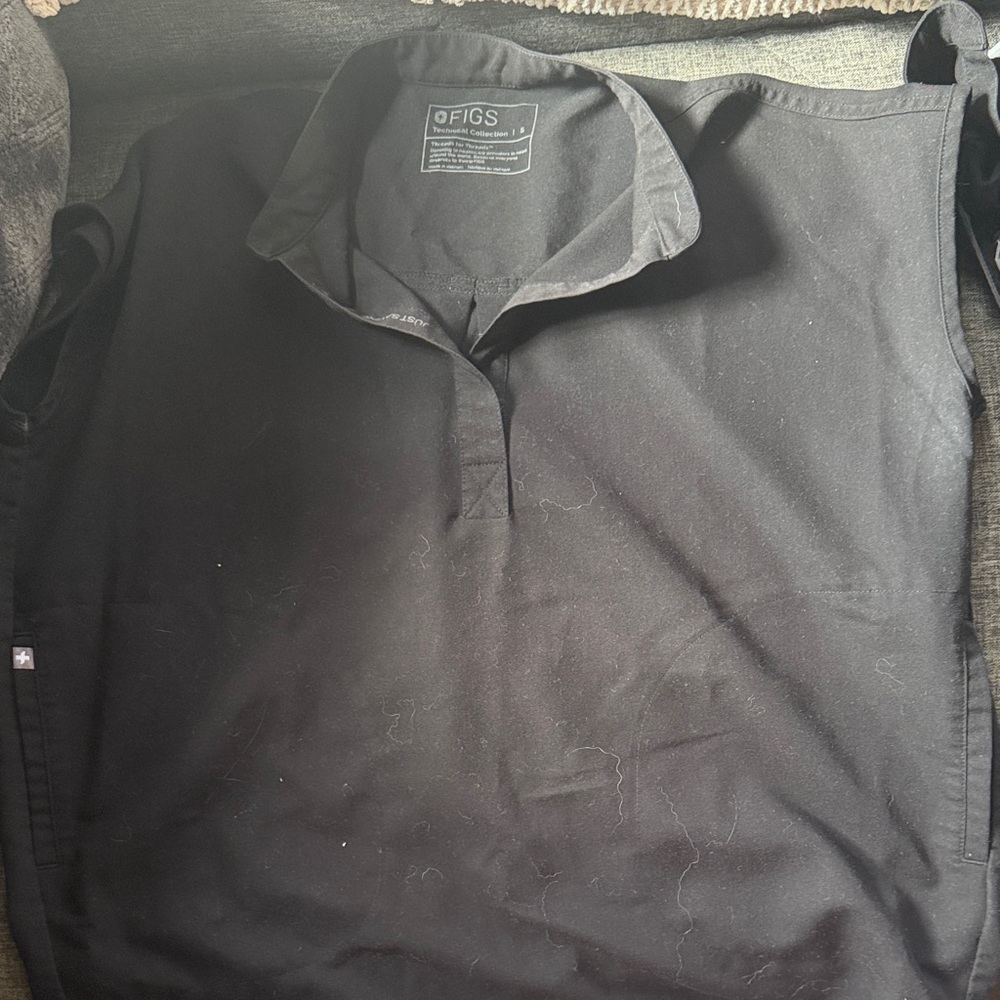 Figs Women's Black Polo Top
